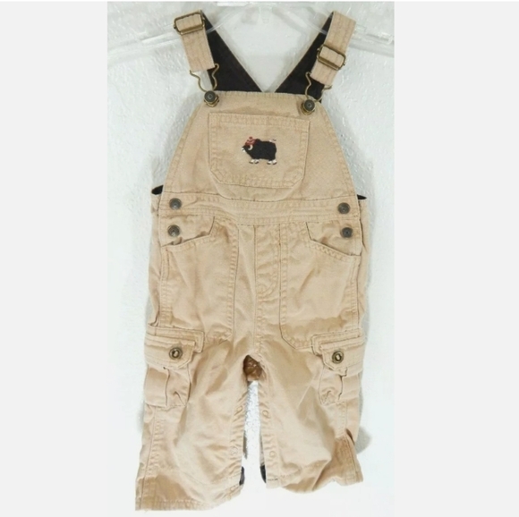 Janie and Jack Tan Cargo Overalls - Picture 1 of 4
